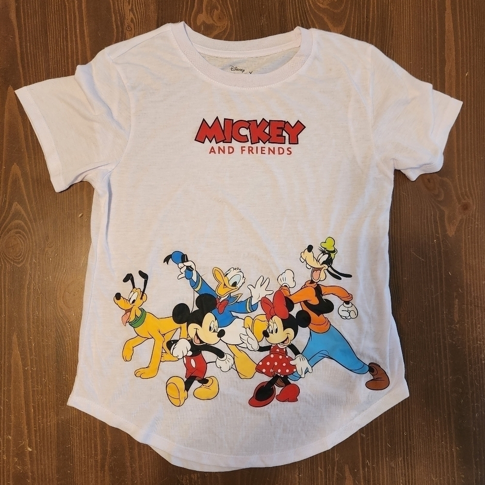 Disney Mickey Mouse & Friends Junior's Graphic Tee Style Shirt Top White M-7-9